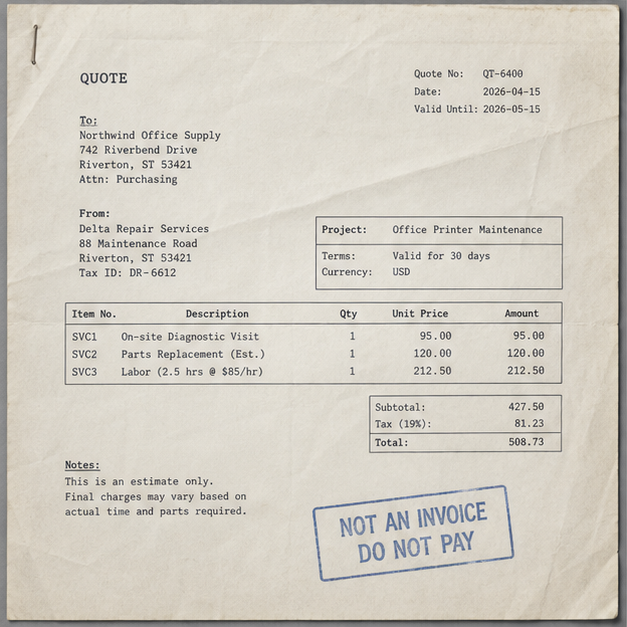 P03 input scans/case01_quote_6400_not_invoice.png